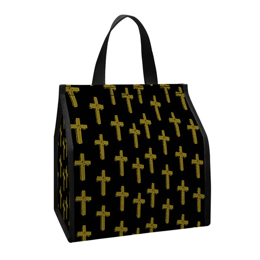 Religious Cross Pattern Print Insulated Lunch Tote