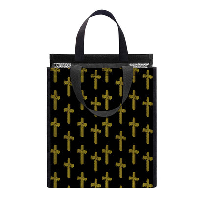 Religious Cross Pattern Print Insulated Lunch Tote