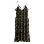 Religious Cross Pattern Print Jersey Midi Cami Dress