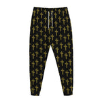 Religious Cross Pattern Print Jogger Pants
