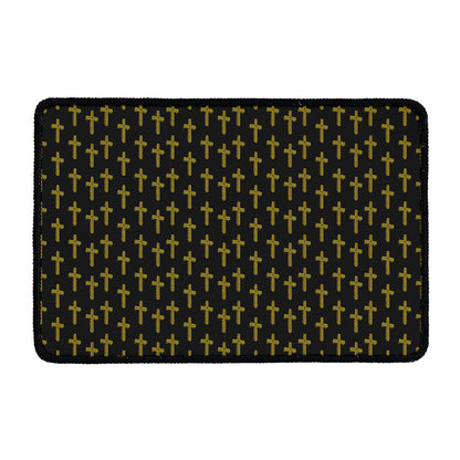 Religious Cross Pattern Print Kitchen Mat