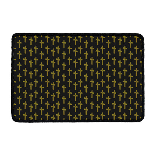 Religious Cross Pattern Print Kitchen Mat