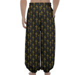 Religious Cross Pattern Print Lantern Pants