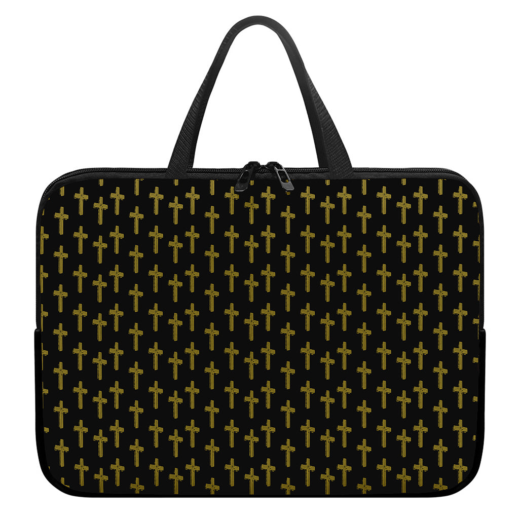 Religious Cross Pattern Print Laptop Sleeve With Handle