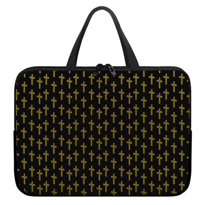 Religious Cross Pattern Print Laptop Sleeve With Handle