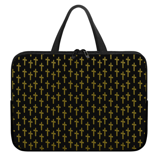 Religious Cross Pattern Print Laptop Sleeve With Handle