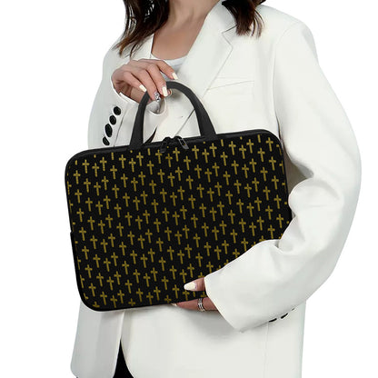 Religious Cross Pattern Print Laptop Sleeve With Handle