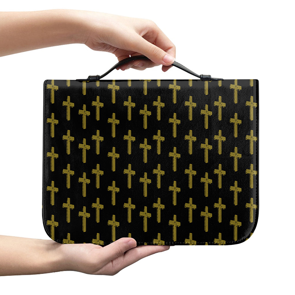 Religious Cross Pattern Print Leather Bible Cover