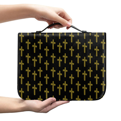 Religious Cross Pattern Print Leather Bible Cover