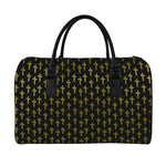 Religious Cross Pattern Print Leather Duffle Bag