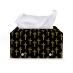 Religious Cross Pattern Print Leather Tissue Box Cover