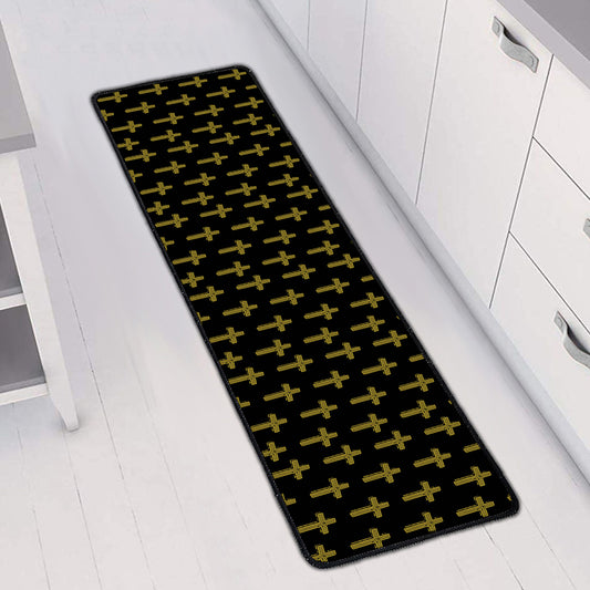 Religious Cross Pattern Print Long Kitchen Mat