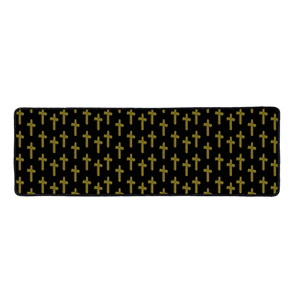 Religious Cross Pattern Print Long Kitchen Mat