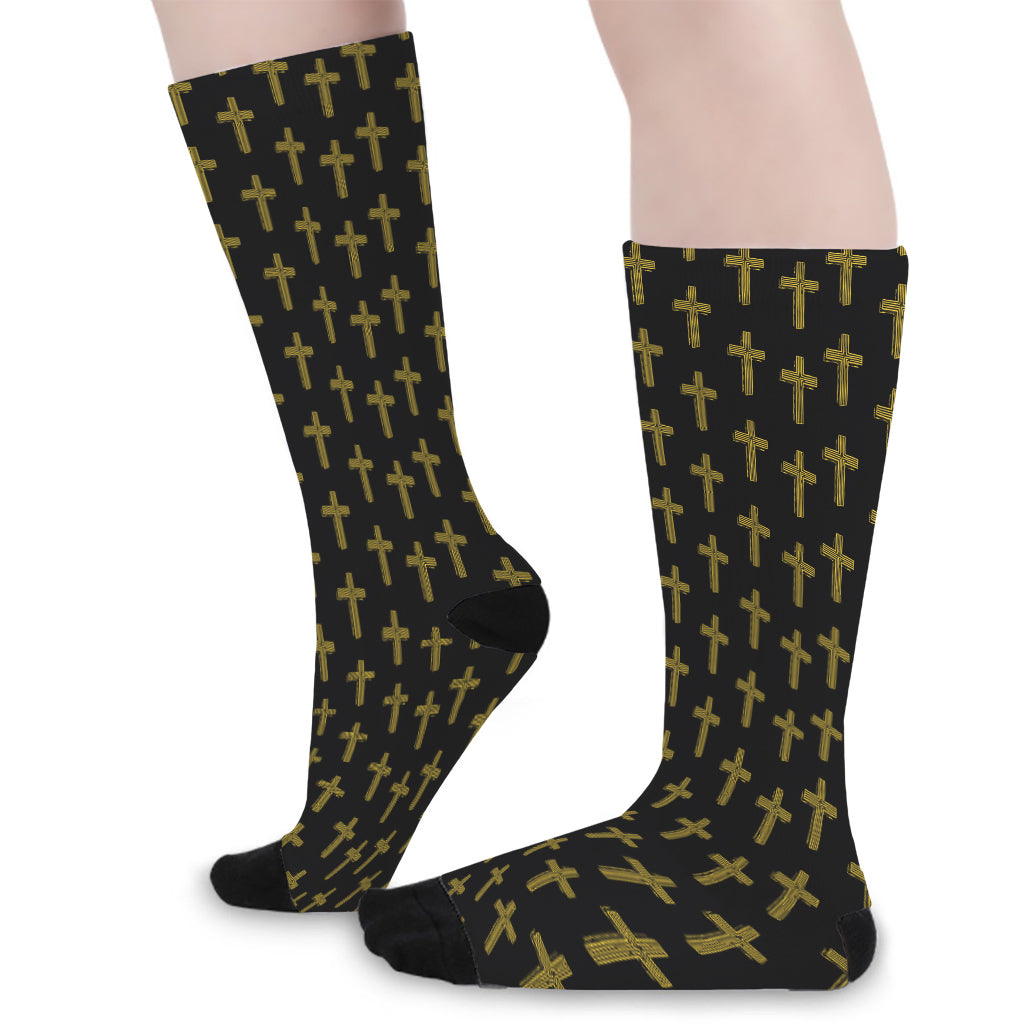 Religious Cross Pattern Print Long Socks