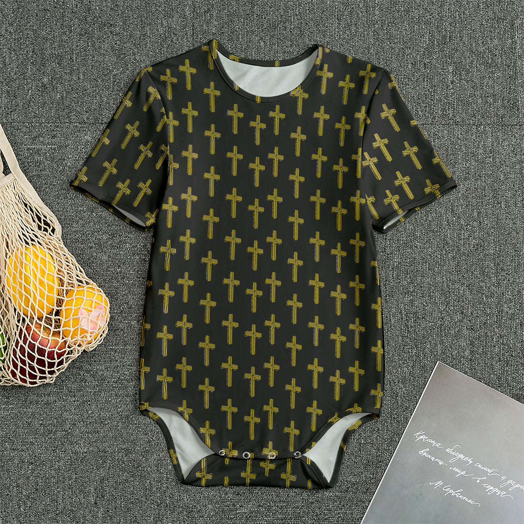 Religious Cross Pattern Print Men's Bodysuit