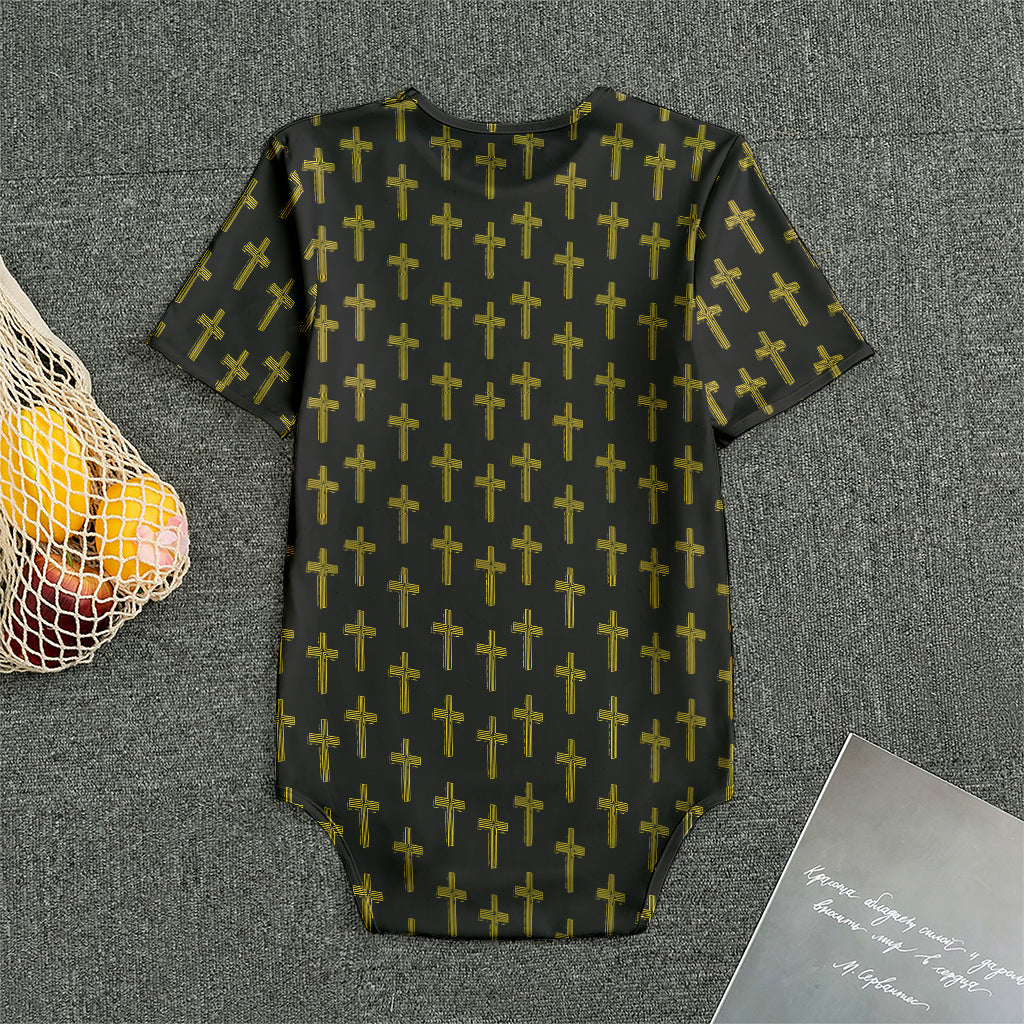 Religious Cross Pattern Print Men's Bodysuit