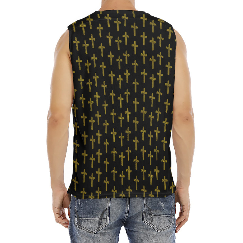 Religious Cross Pattern Print Men's Fitness Tank Top