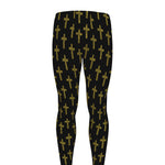 Religious Cross Pattern Print Men's leggings