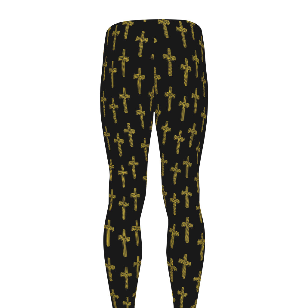Religious Cross Pattern Print Men's leggings