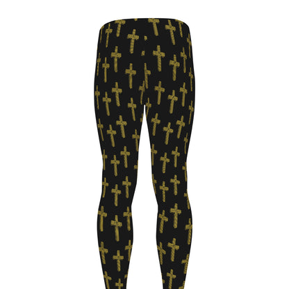 Religious Cross Pattern Print Men's leggings