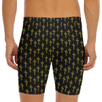Religious Cross Pattern Print Men's Long Boxer Briefs