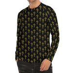Religious Cross Pattern Print Men's Long Sleeve Rash Guard