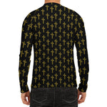Religious Cross Pattern Print Men's Long Sleeve Rash Guard