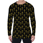 Religious Cross Pattern Print Men's Long Sleeve T-Shirt