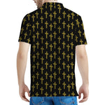 Religious Cross Pattern Print Men's Polo Shirt