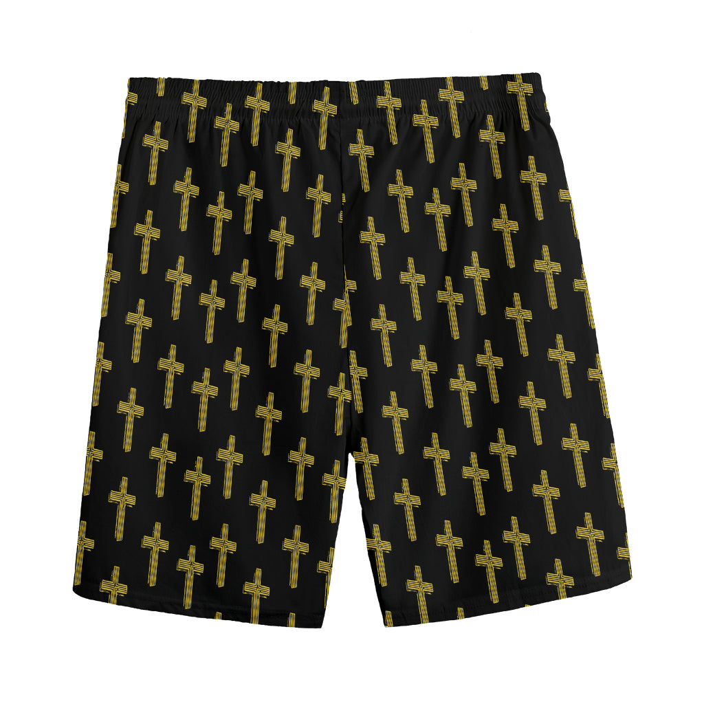 Religious Cross Pattern Print Men's Sports Shorts