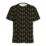 Religious Cross Pattern Print Men's Sports T-Shirt