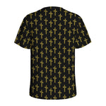 Religious Cross Pattern Print Men's Sports T-Shirt