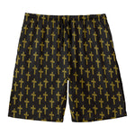 Religious Cross Pattern Print Men's Swim Trunks