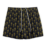 Religious Cross Pattern Print Mesh Shorts