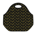 Religious Cross Pattern Print Neoprene Lunch Bag