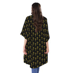 Religious Cross Pattern Print Open Front Beach Cover Up