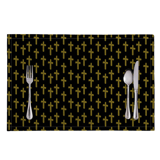 Religious Cross Pattern Print Placemat