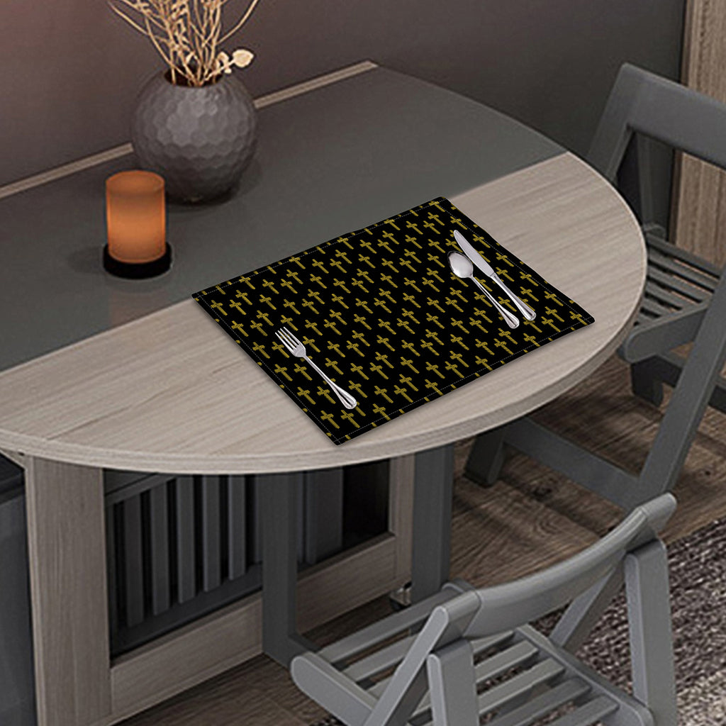 Religious Cross Pattern Print Placemat