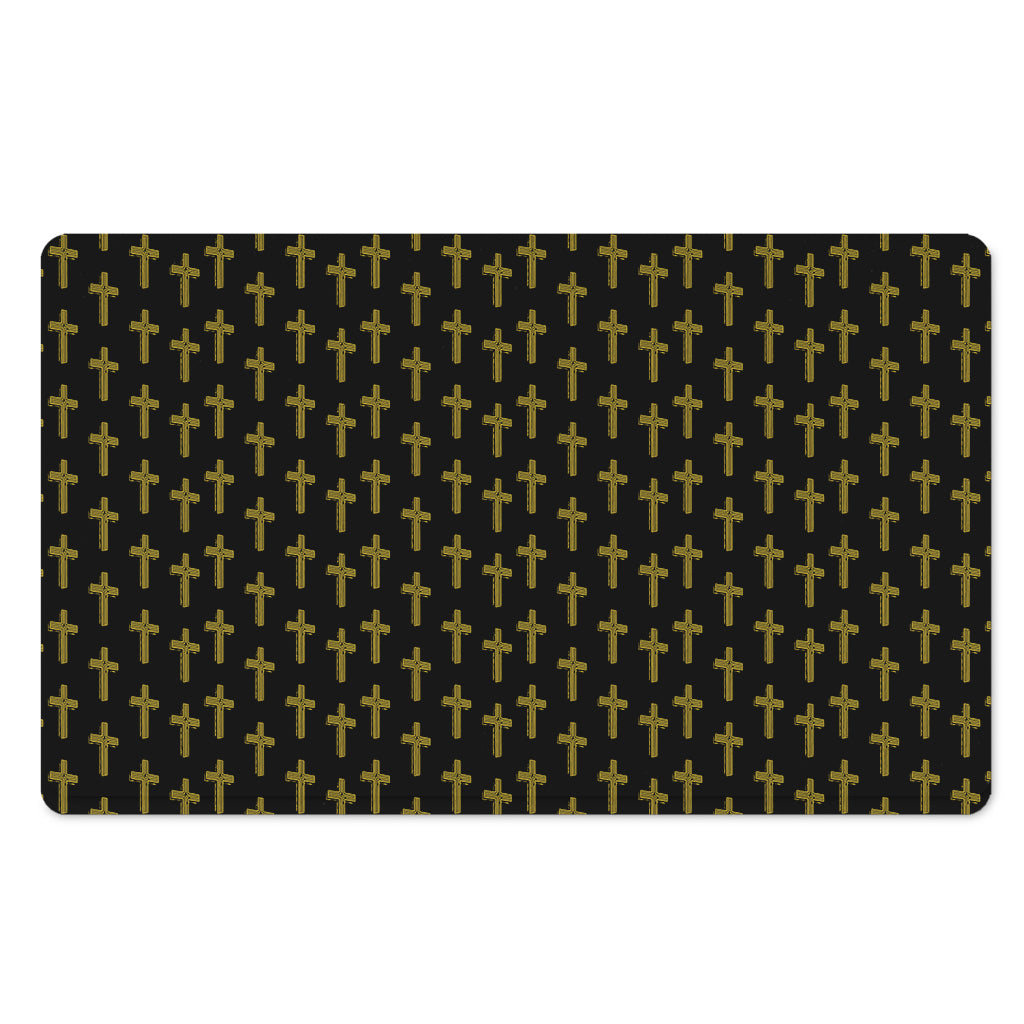 Religious Cross Pattern Print Polyester Doormat