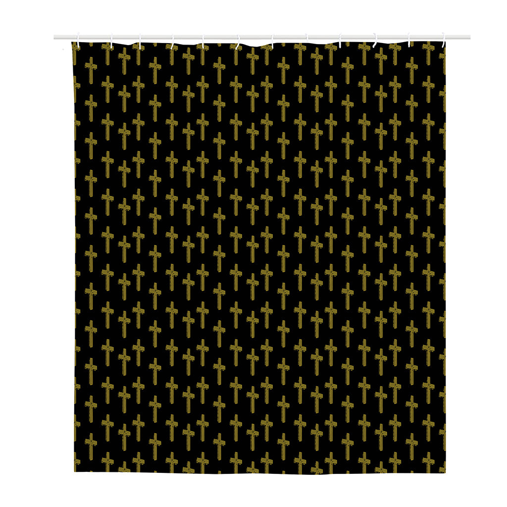 Religious Cross Pattern Print Polyester Shower Curtain