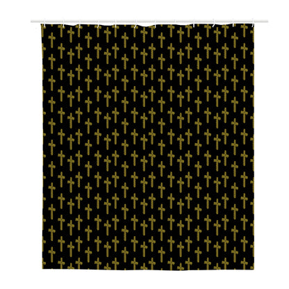 Religious Cross Pattern Print Polyester Shower Curtain