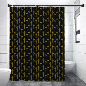 Religious Cross Pattern Print Premium Shower Curtain