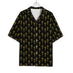 Religious Cross Pattern Print Rayon Hawaiian Shirt