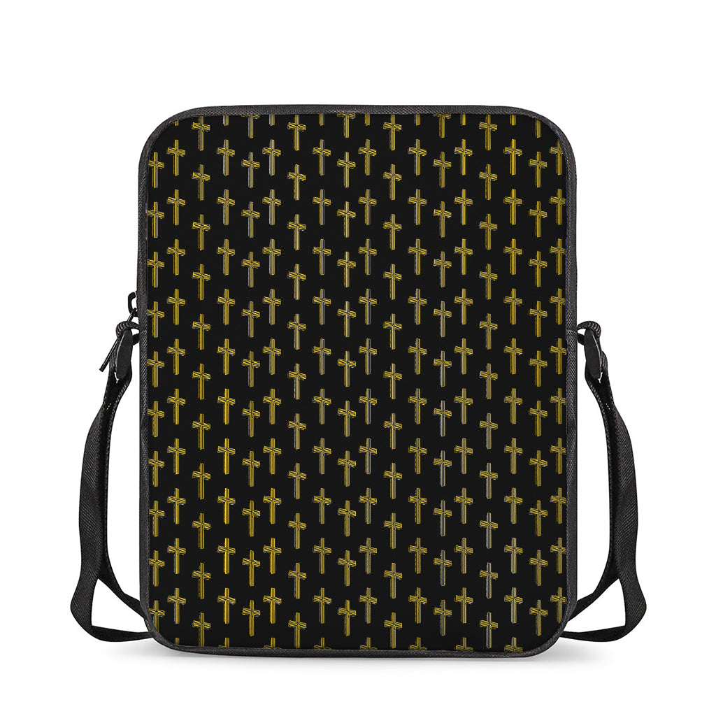 Religious Cross Pattern Print Rectangular Crossbody Bag