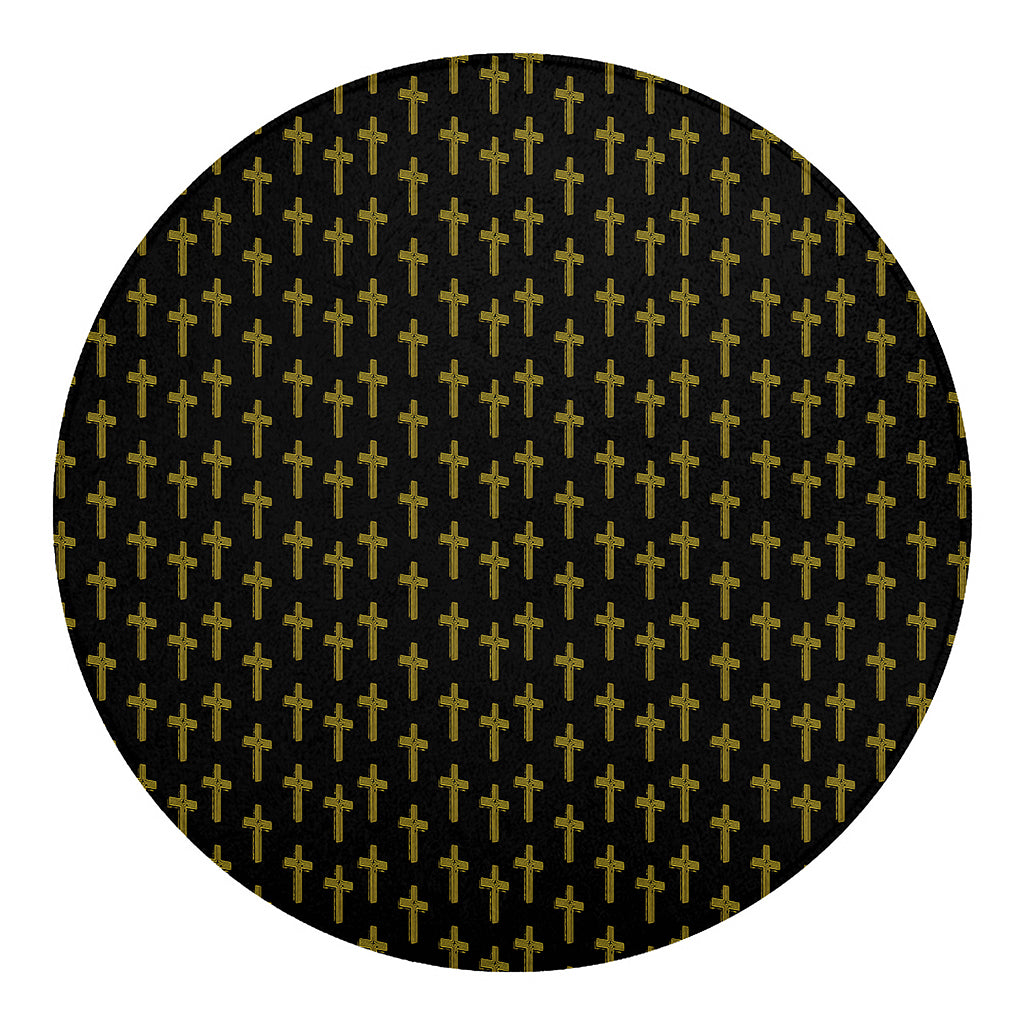 Religious Cross Pattern Print Round Blanket