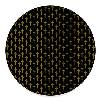 Religious Cross Pattern Print Round Floor Mat