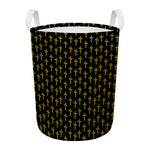 Religious Cross Pattern Print Round Laundry Basket