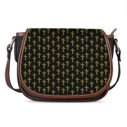 Religious Cross Pattern Print Saddle Bag
