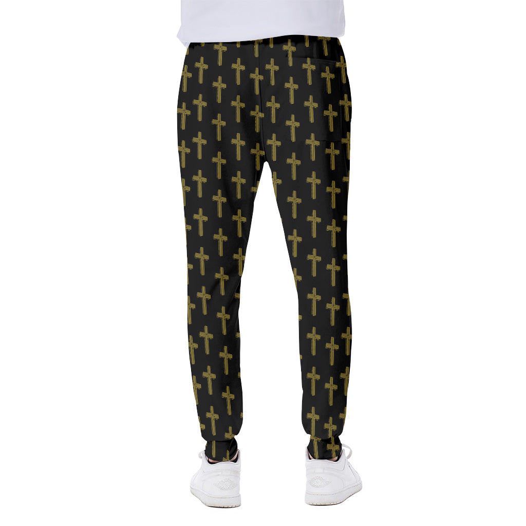 Religious Cross Pattern Print Scuba Joggers