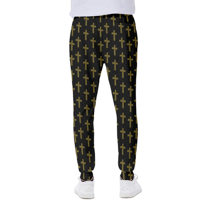 Religious Cross Pattern Print Scuba Joggers
